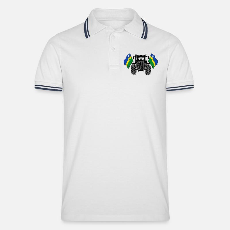 Flevoland_Tractor_Pride - Männer Tipped Poloshirt - Weiß/Navy
