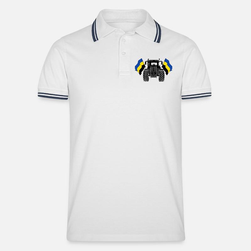 Gelderland_Tractor_Pride - Männer Tipped Poloshirt - Weiß/Navy