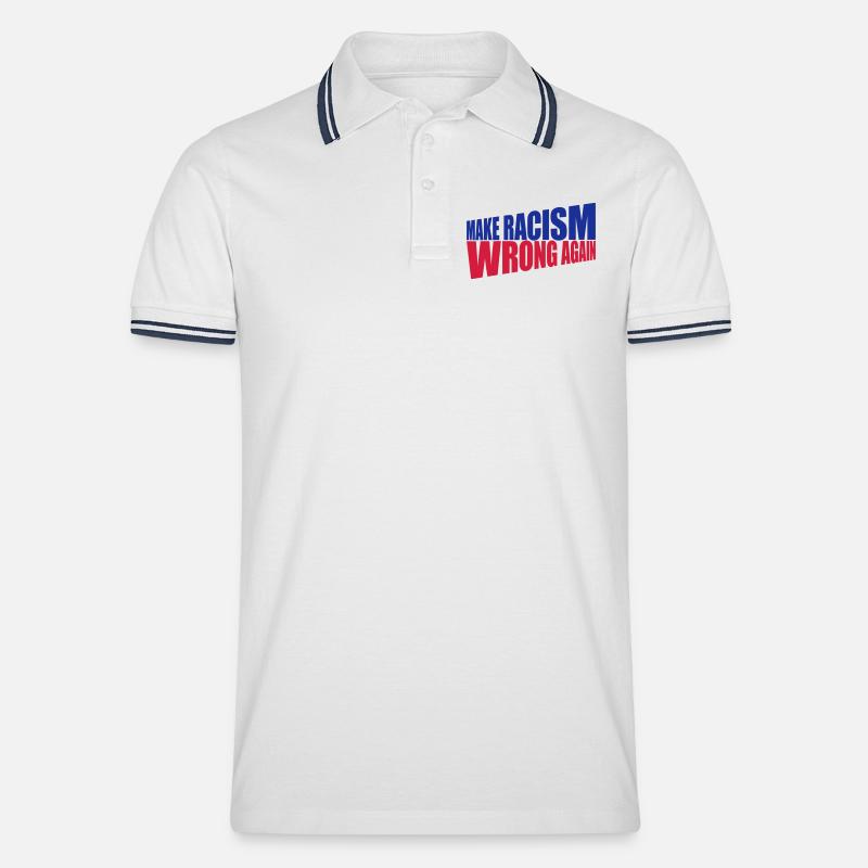 make racism wrong again - Männer Tipped Poloshirt - Weiß/Navy