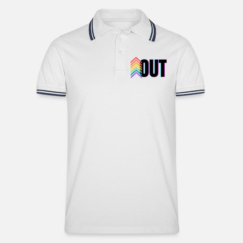 Pride Rainbow Logo Out - Männer Tipped Poloshirt - Weiß/Navy