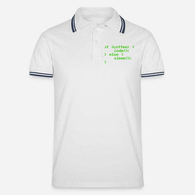 No Coffee No Code Programmer Computer Scientist - Men's Tipped Polo Shirt - white/navy