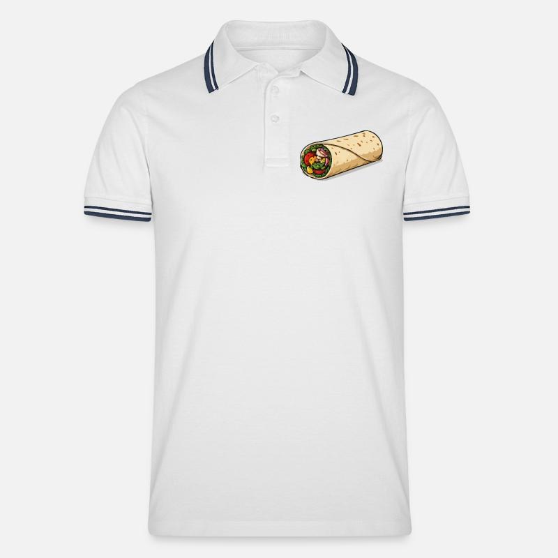 Farbintensiver Burrito-Wrap - Männer Tipped Poloshirt - Weiß/Navy
