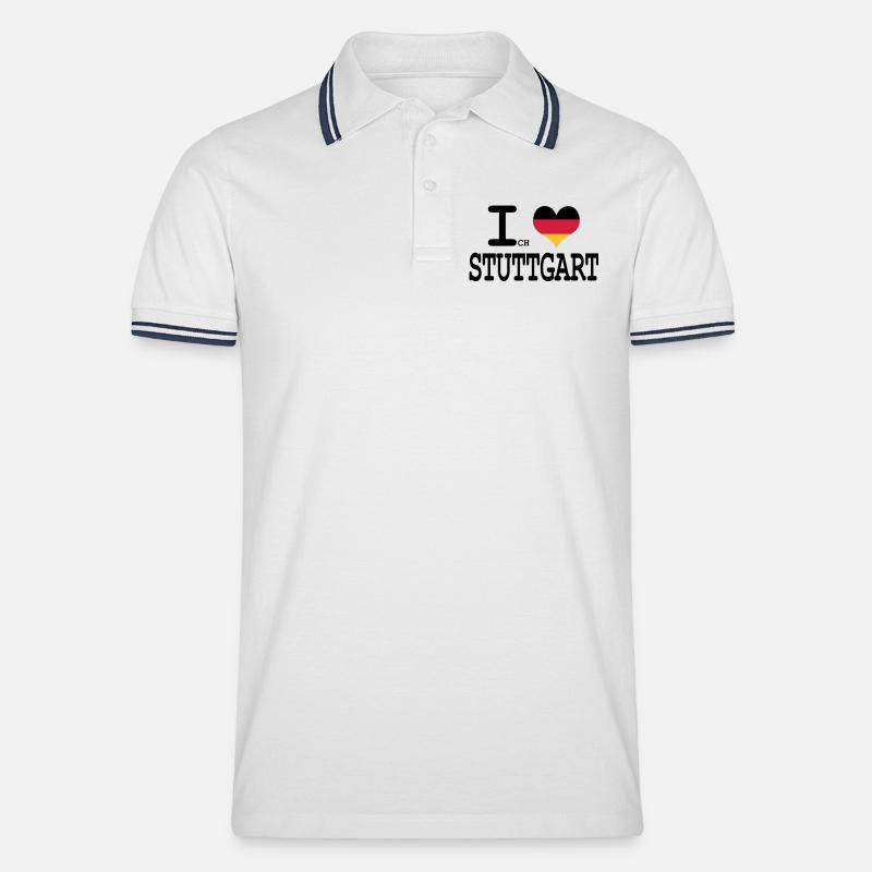 ich liebe stuttgart - Männer Tipped Poloshirt - Weiß/Navy