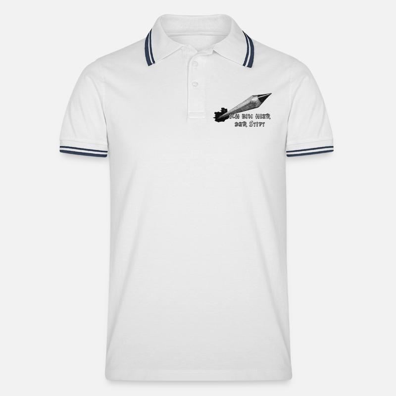 Ich bin hier der Stift - Männer Tipped Poloshirt - Weiß/Navy