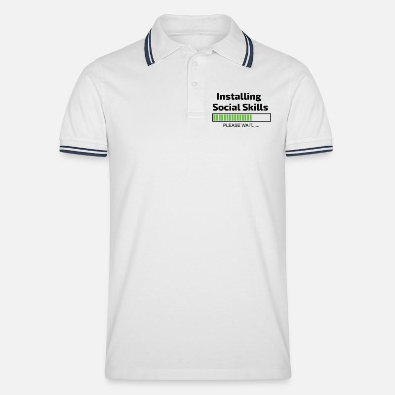 Computer installiert Social Skills Programmierer - Männer Tipped Poloshirt - Weiß/Navy