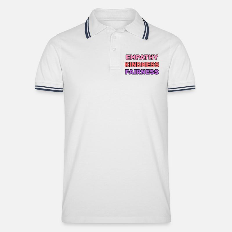 Empathie, Freundlichkeit, Fairness, - Männer Tipped Poloshirt - Weiß/Navy