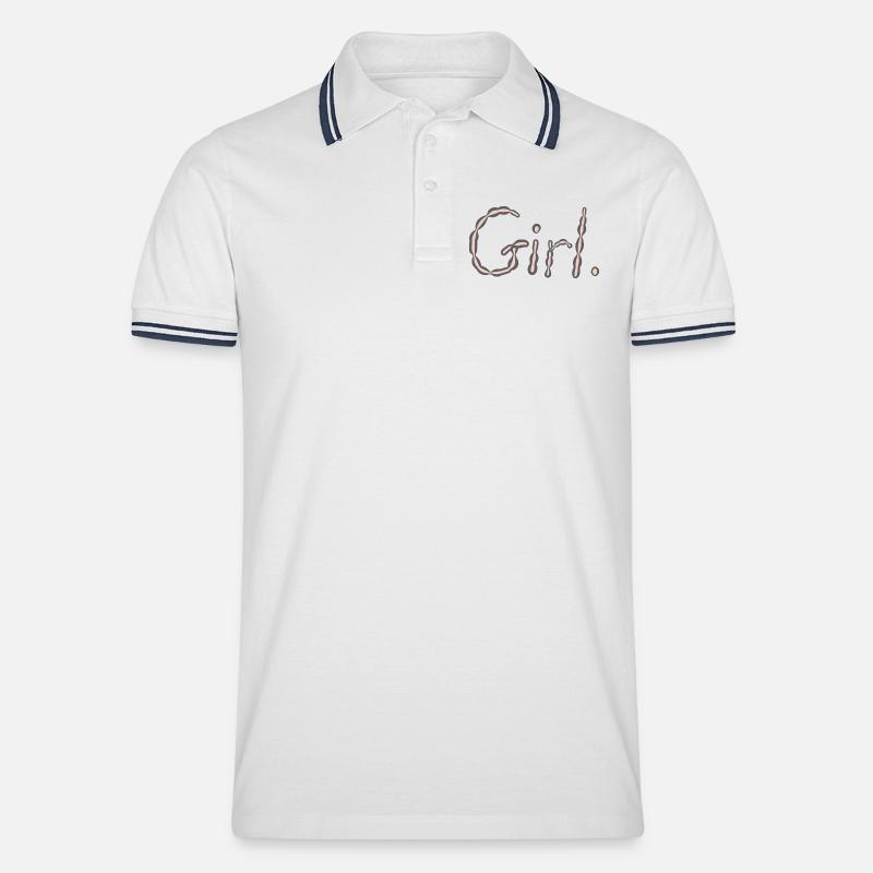 Mädchen - Männer Tipped Poloshirt - Weiß/Navy