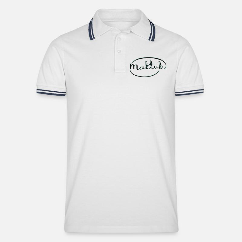 MakeKita Mint Script - Men's Tipped Polo Shirt - white/navy