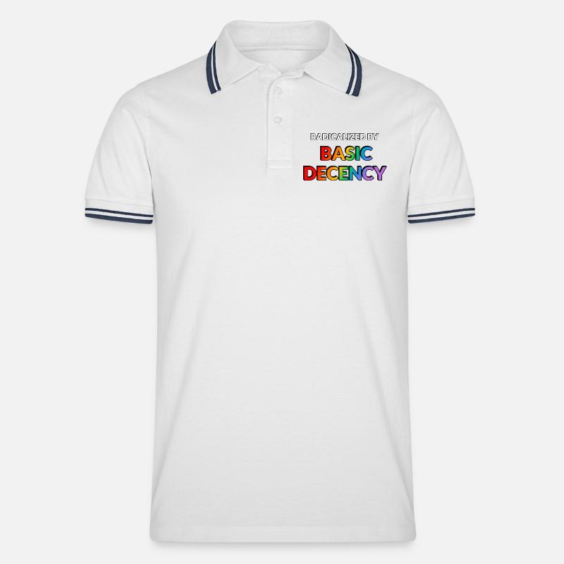 Radicalized By Basic Decency - Men's Tipped Polo Shirt - white/navy