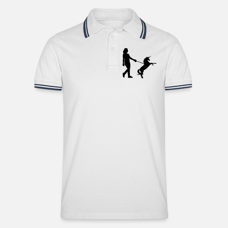Einhorn Gassi - Einhörner, Haustier, Geschenk - Männer Tipped Poloshirt - Weiß/Navy