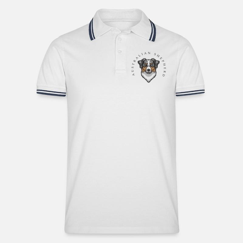 Australian Shepherd - Männer Tipped Poloshirt - Weiß/Navy