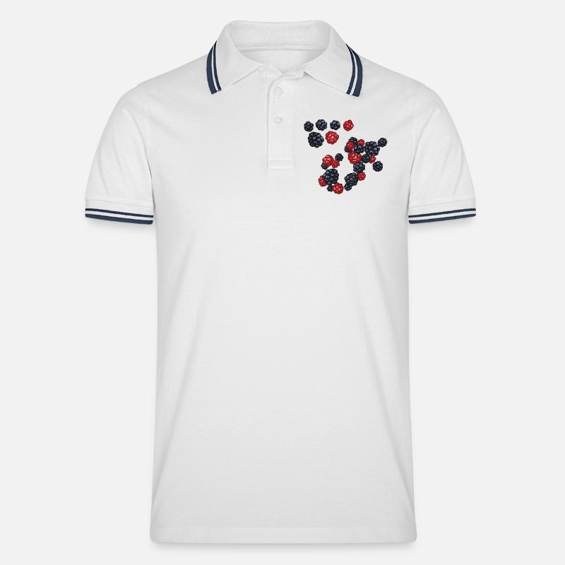 Brombeeren - Männer Tipped Poloshirt - Weiß/Navy