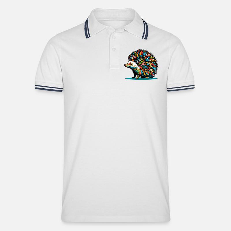 Igel - Männer Tipped Poloshirt - Weiß/Navy