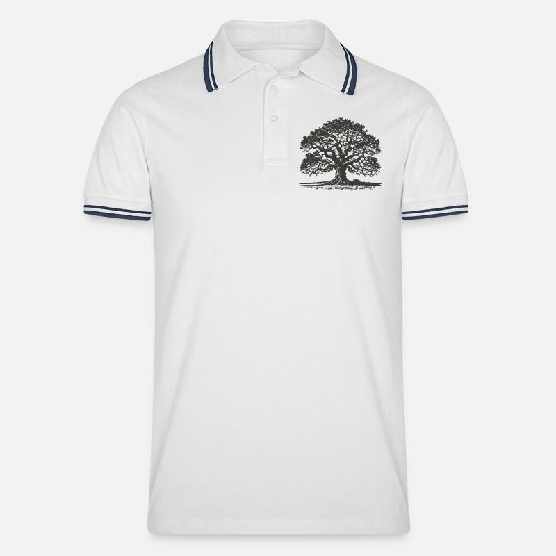 Eiche - Männer Tipped Poloshirt - Weiß/Navy
