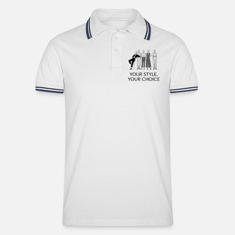 Ensemble d'illustrations de mode monochromes élégantes - Polo tipped Homme - blanc/marine