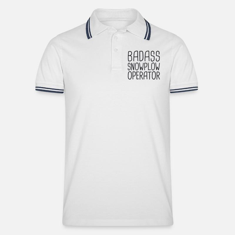 Snowplow Operator Badass Schneepflugfahrer - Männer Tipped Poloshirt - Weiß/Navy