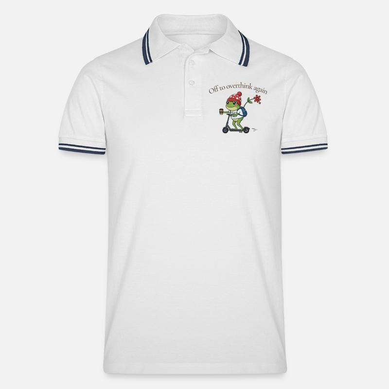 Grenouille caféinée aux crânes - Polo tipped Homme - blanc/marine