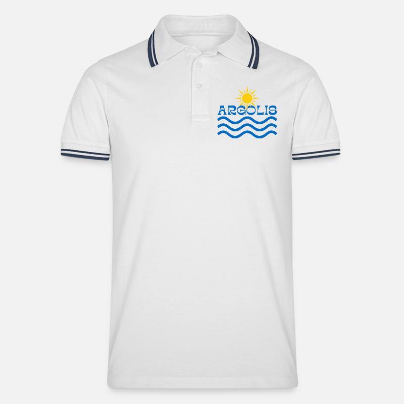 Soleil et Vagues d’Argolis - Polo tipped Homme - blanc/marine