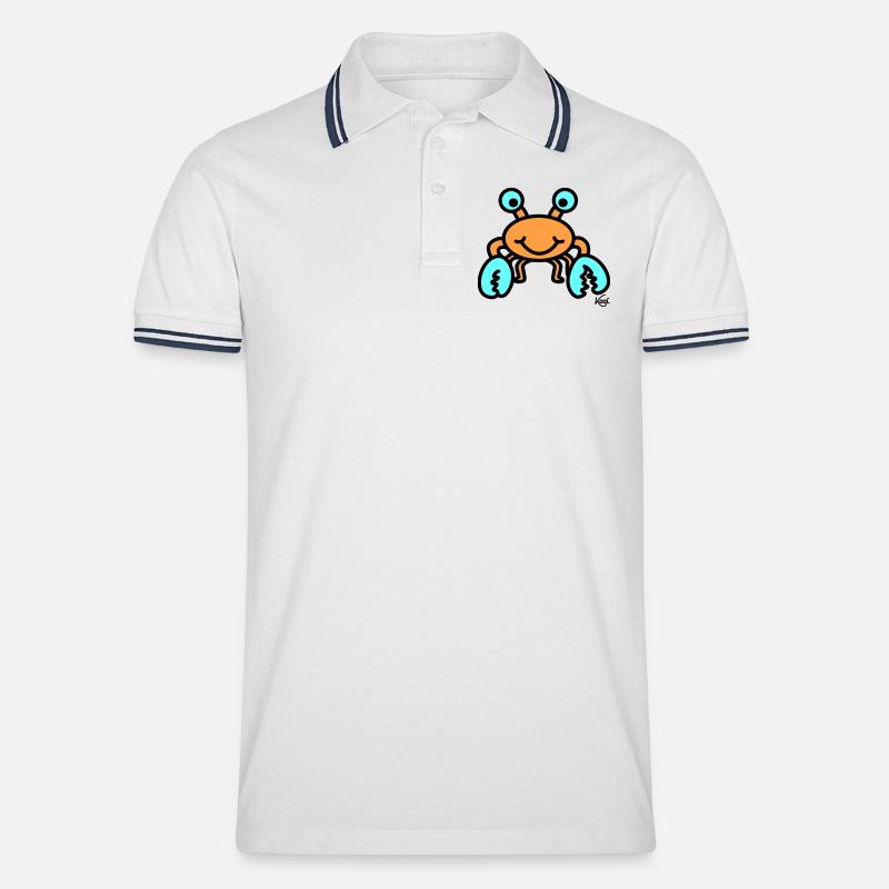 Krebs groß - Männer Tipped Poloshirt - Weiß/Navy