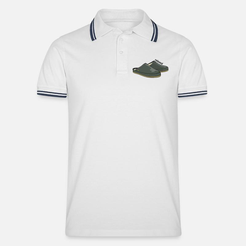 Relaxed grey - Männer Tipped Poloshirt - Weiß/Navy