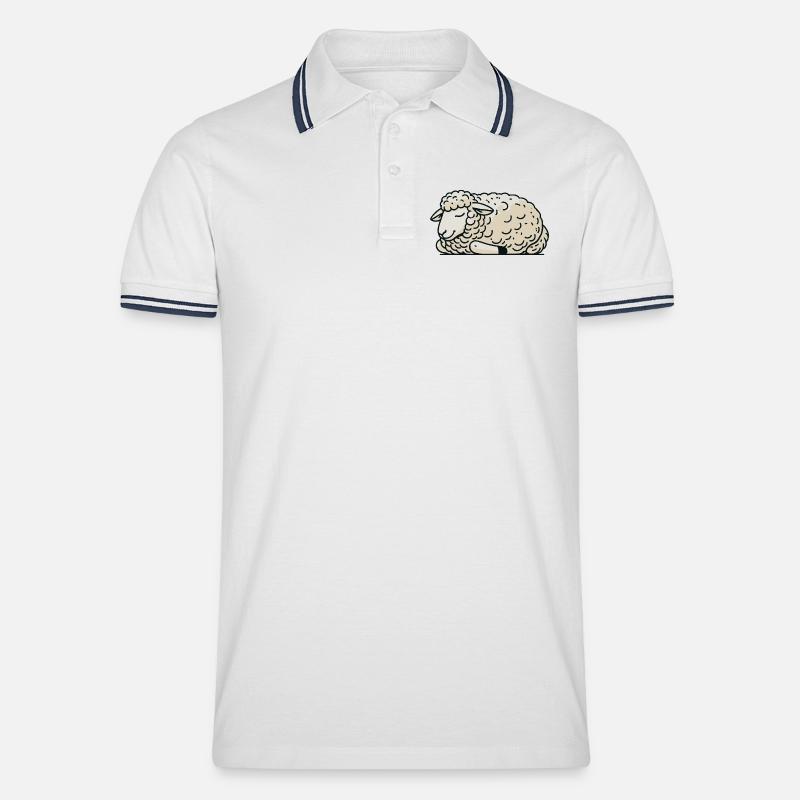 Schaf - Männer Tipped Poloshirt - Weiß/Navy