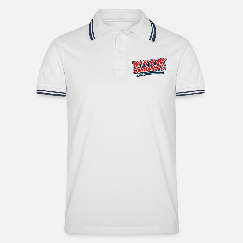 WLAN-Pendel, Hausaufgabe, Humor-Nerd, - Männer Tipped Poloshirt - Weiß/Navy