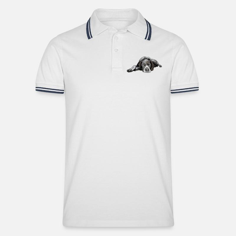 Pointer Deutsch Kurzhaar - Männer Tipped Poloshirt - Weiß/Navy