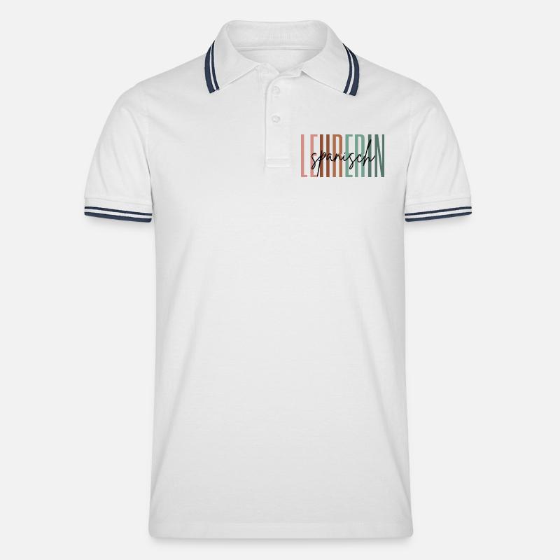 Lehrerin Spanisch Spanischlehrerin Geschenk - Männer Tipped Poloshirt - Weiß/Navy