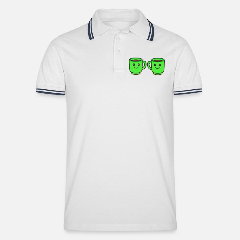 kaffeetasse-kaffee-2 - Männer Tipped Poloshirt - Weiß/Navy