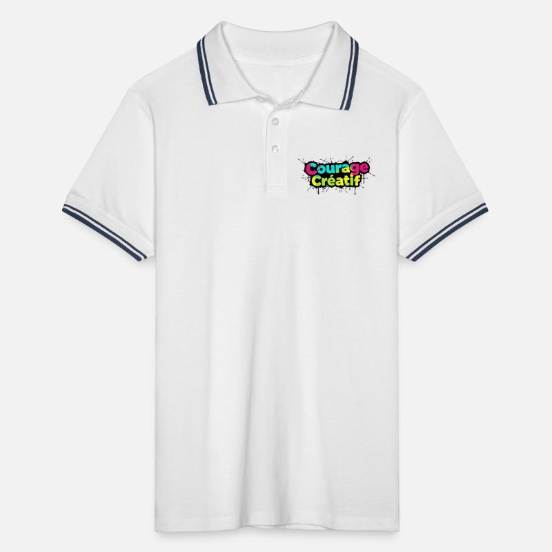 Courage Créatif Typographie colorée Polo tipped Homme