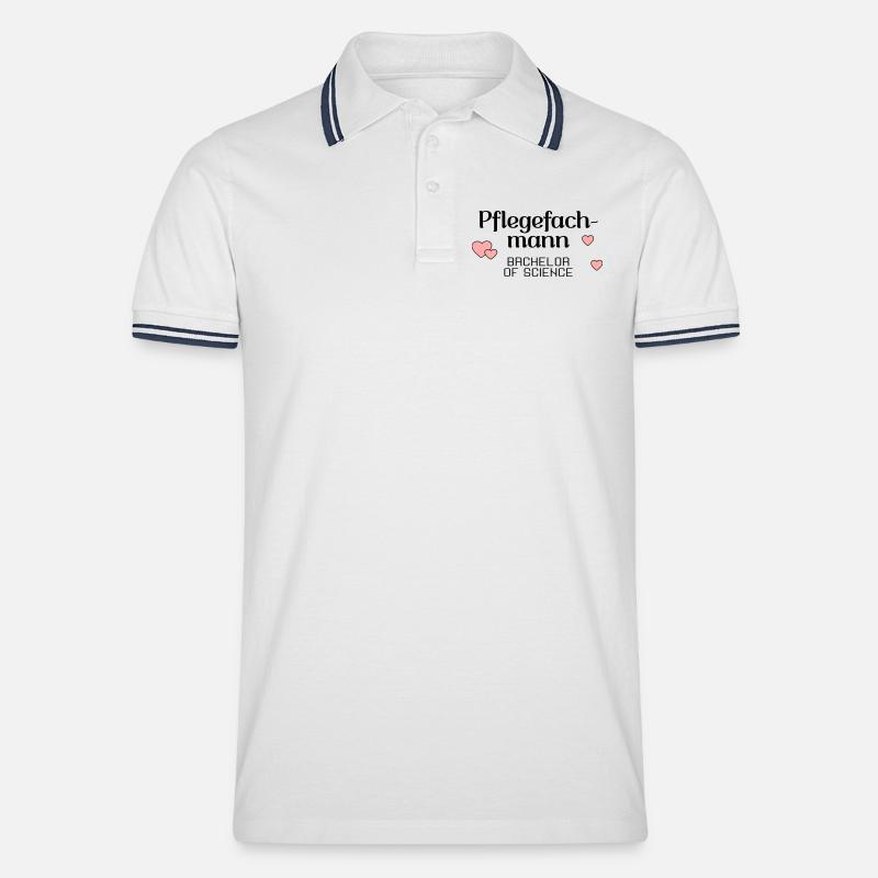 Pflegefachmann Studium Abschluss - Männer Tipped Poloshirt - Weiß/Navy