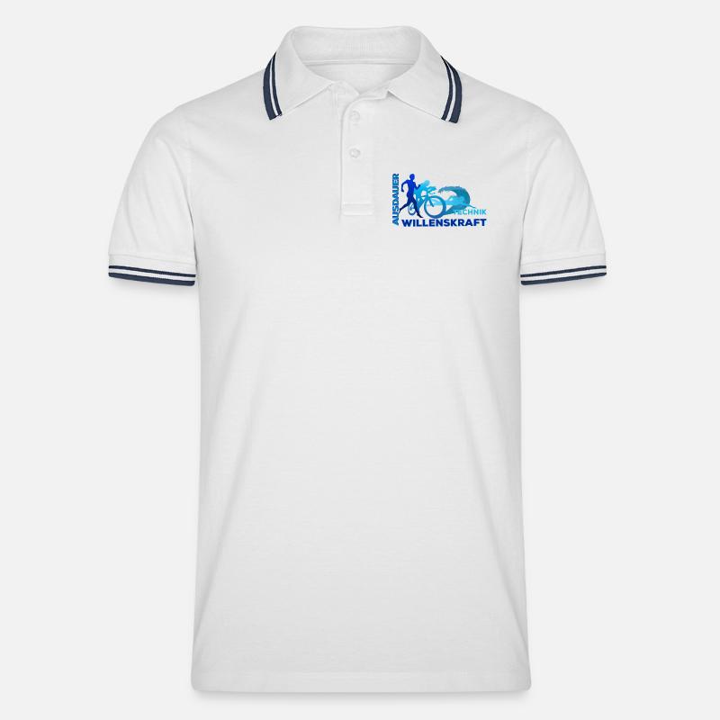 Triathlon - Ausdauer - Technik - Willenskraft - Männer Tipped Poloshirt - Weiß/Navy