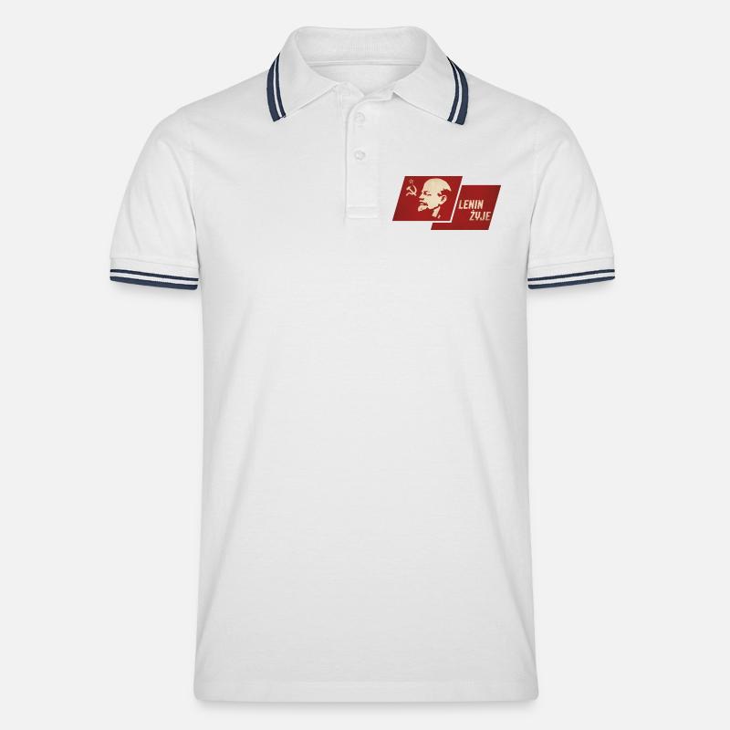 Lenin is alive - Men's Tipped Polo Shirt - white/navy