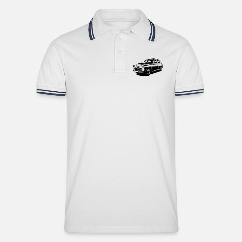 Pobeda Elegance - Männer Tipped Poloshirt - Weiß/Navy