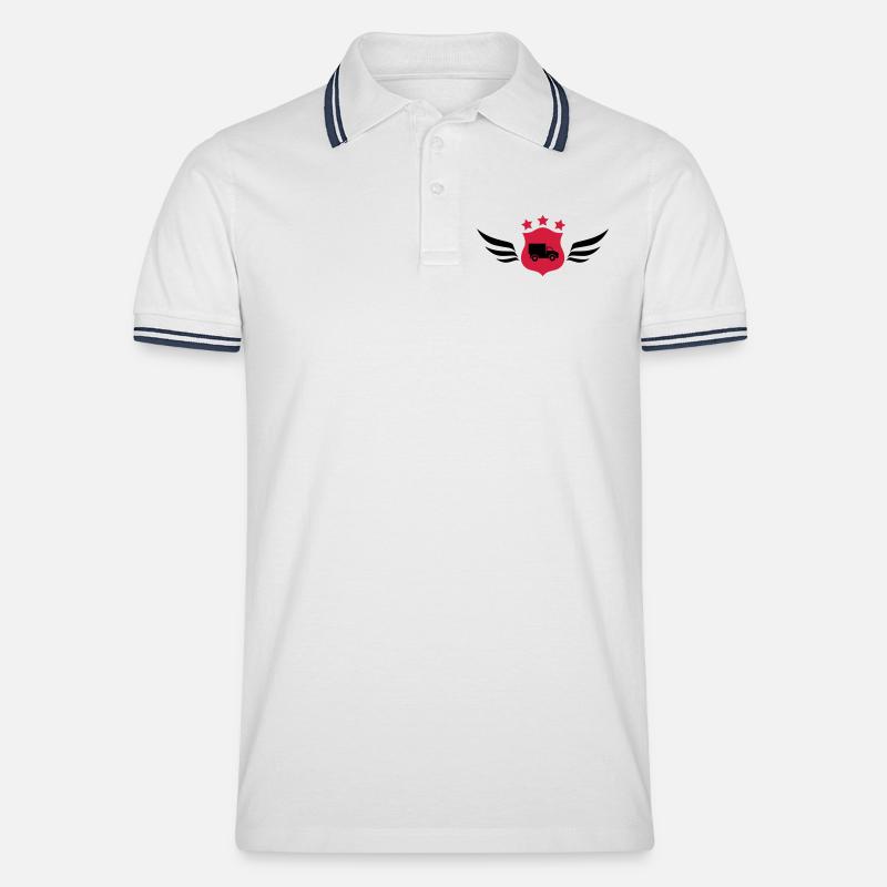 frachtführer / möbelpacker / mover / bewegen - Männer Tipped Poloshirt - Weiß/Navy