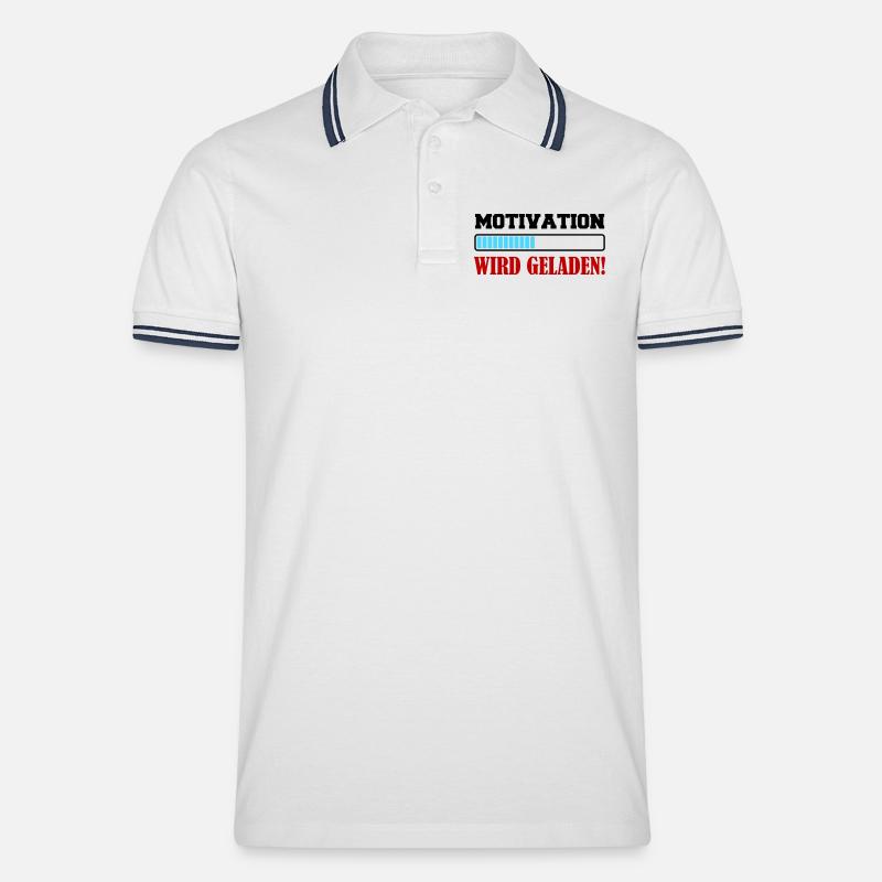motivation_wird_geladen- - Männer Tipped Poloshirt - Weiß/Navy