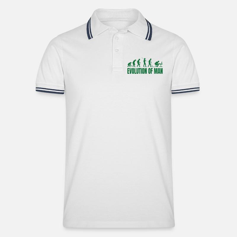 Evolution of Man Programmierer IT - Männer Tipped Poloshirt - Weiß/Navy
