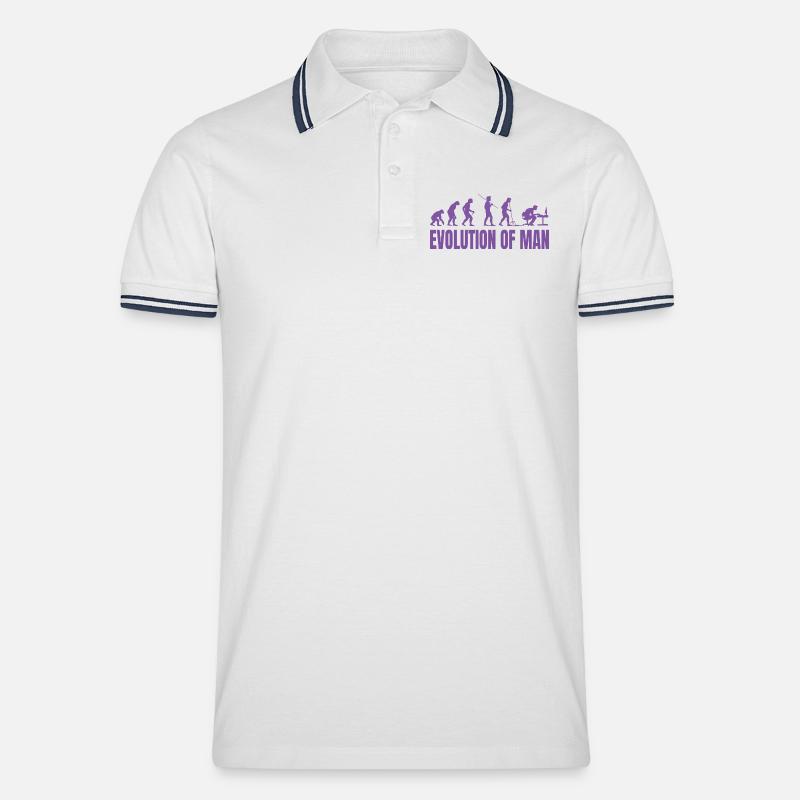 Programmer Computer Freak Evolution Retro - Men's Tipped Polo Shirt - white/navy