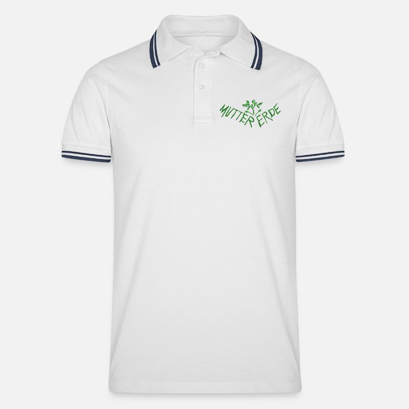 Mutter Erde - Schuetze Mutter Erde - Männer Tipped Poloshirt - Weiß/Navy