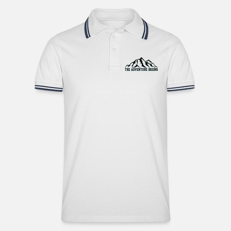 Das Abenteuer beginnt - Männer Tipped Poloshirt - Weiß/Navy