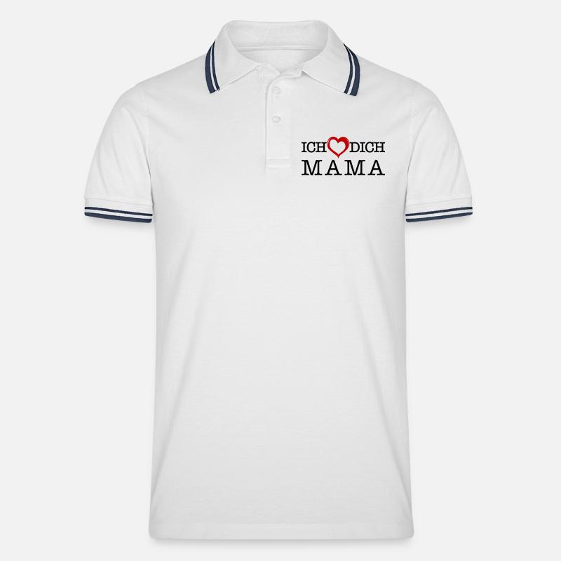 Ich lieb dich Mama - Männer Tipped Poloshirt - Weiß/Navy