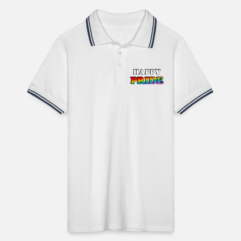 Pride Rainbow Text Design Men's Tipped Polo Shirt