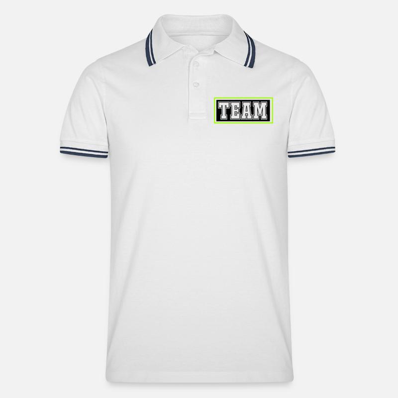 team- - Männer Tipped Poloshirt - Weiß/Navy