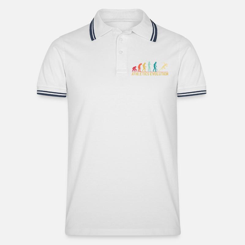 Evolution der menschlichen Athleten Kunstdruck - Männer Tipped Poloshirt - Weiß/Navy