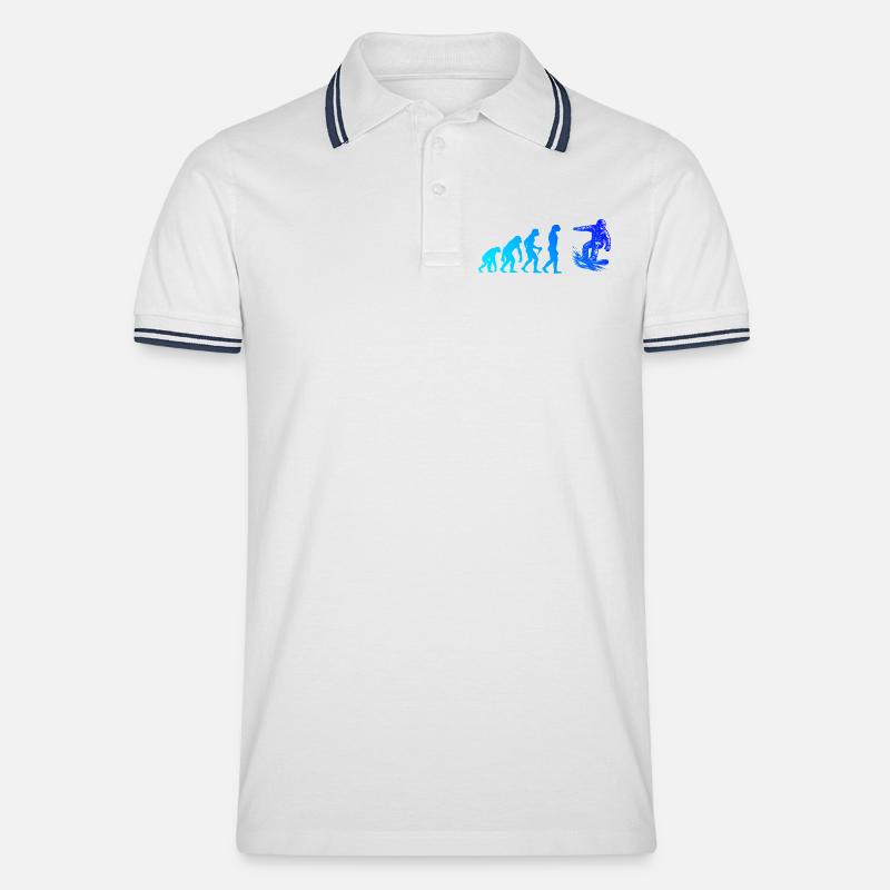 Modernes Snowboard Artwork - Männer Tipped Poloshirt - Weiß/Navy