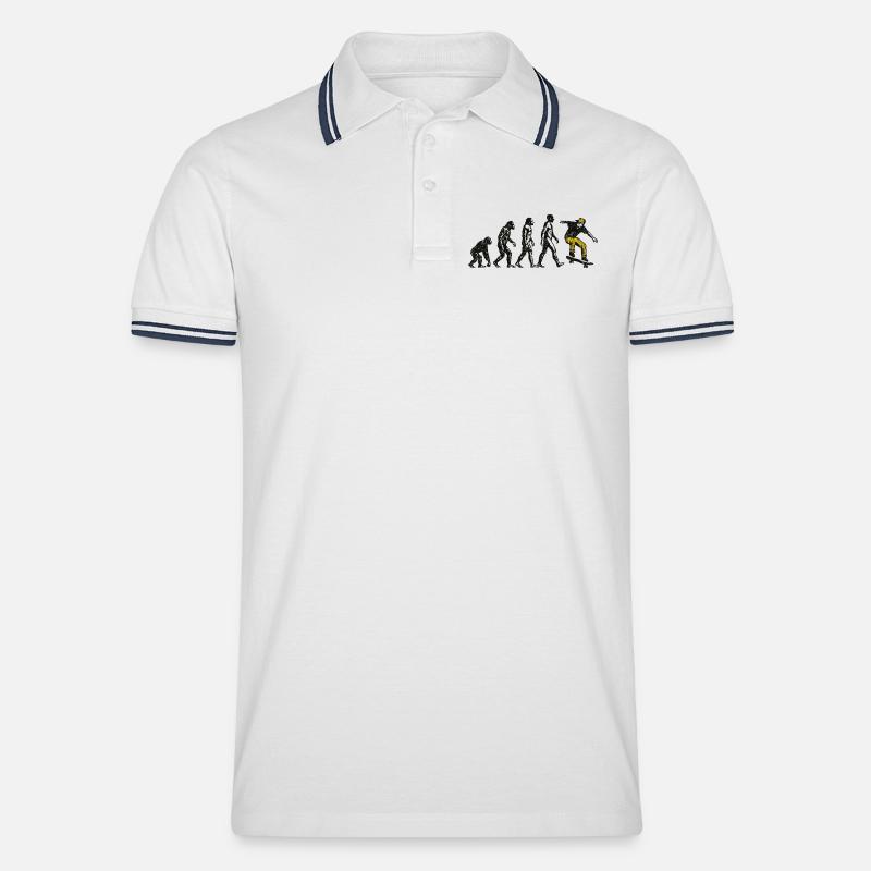 Evolution Skateboarder – Grunge Skate Design - Männer Tipped Poloshirt - Weiß/Navy
