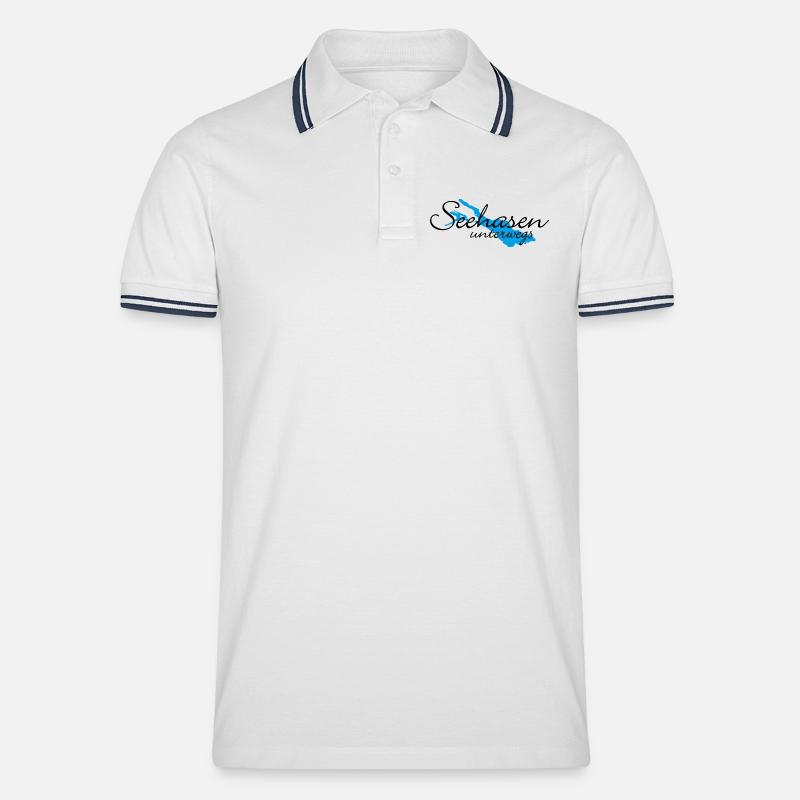 Seehasen vom Bodensee unterwegs - Männer Tipped Poloshirt - Weiß/Navy