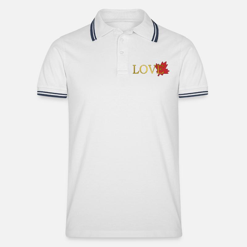 Liebe Maple Leaf von Kanada - Männer Tipped Poloshirt - Weiß/Navy