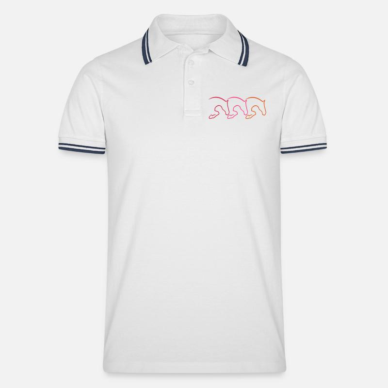 Springpferd - Männer Tipped Poloshirt - Weiß/Navy