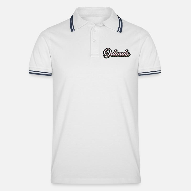 Orlando Rainbow Script - Männer Tipped Poloshirt - Weiß/Navy